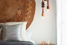 19 a new oversized jute rug like this one can be used as a headboard for a nature-inspired or Asian-inspired space