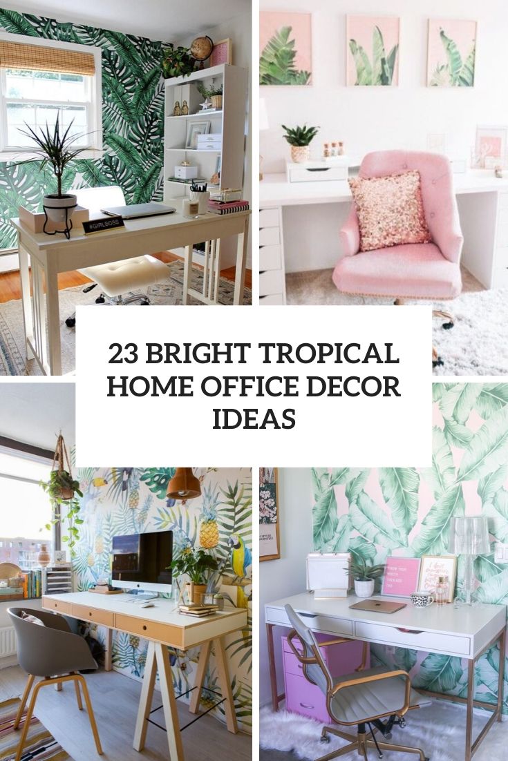 bright tropical home office decor ideas