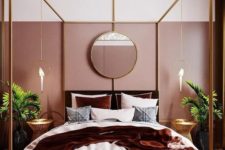 a glam bedroom design with lots of pink tones