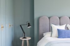 bedroom design with pastel blue walls