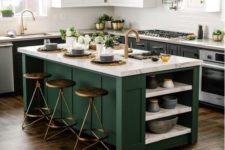 a kitchen island to cook and eat on