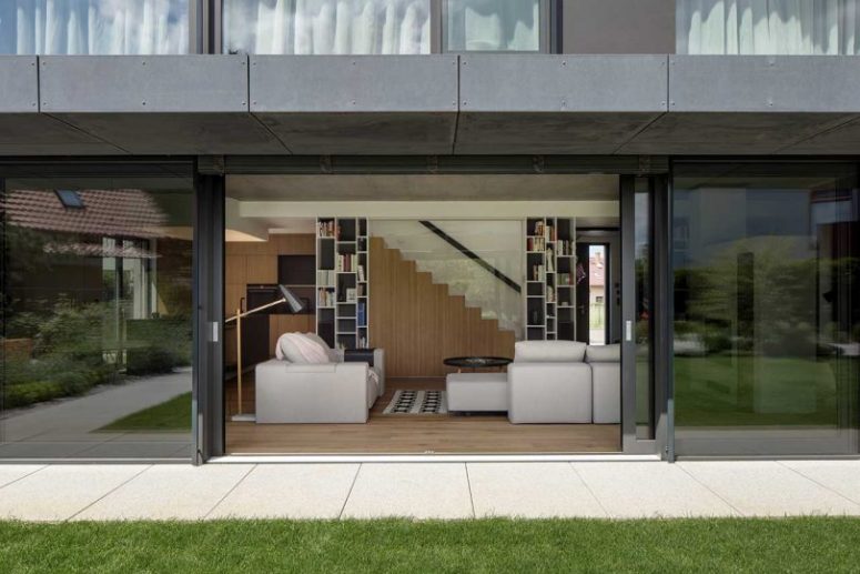 The house can be opened to outdoors with glass doors with a view