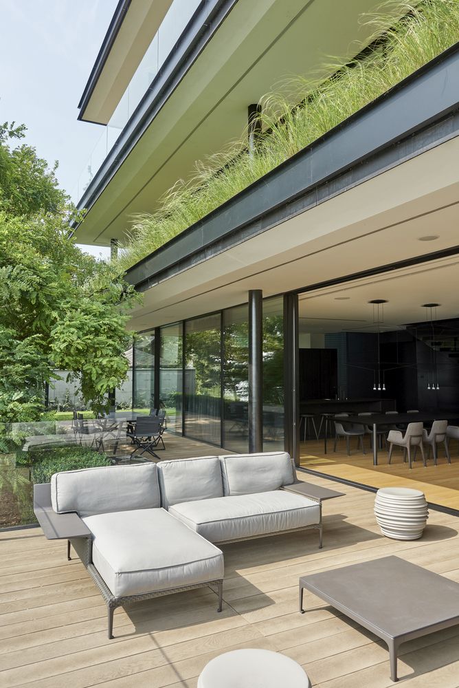 The ground floor living areas have easy access outside through a series of sliding glass doors