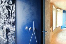 a cool blue shower area design