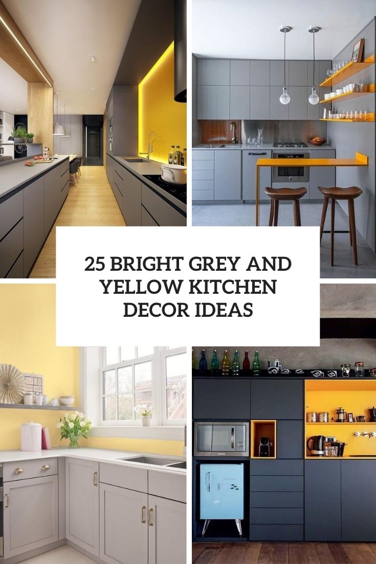 bright grey and yellow kitchen decor ideas