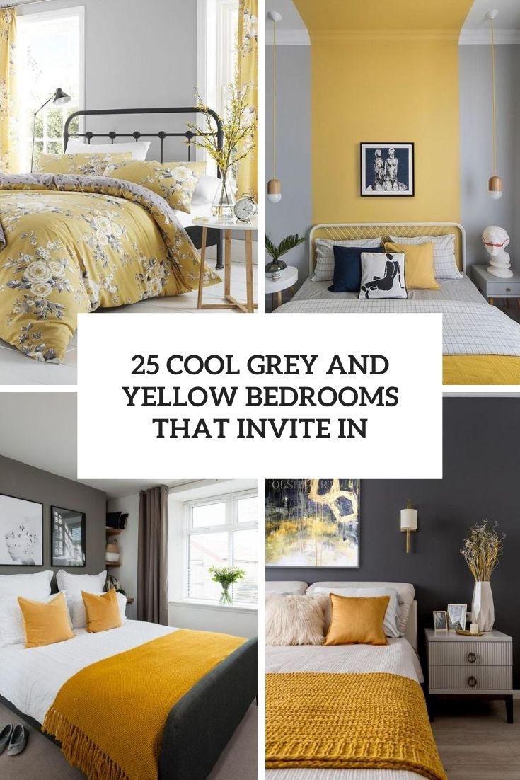 cool grey and yellow bedrooms that invite in