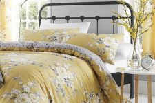 a vintage-inspired yellow bedroom design