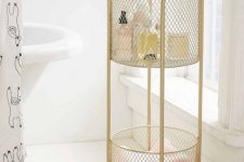 11 a refined gold net rolling cart is a lovely idea for a romantic or just girlish bathroom