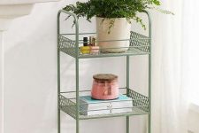15 a vintage green rolling cart is a nice splash of color and a chic item for a cool look