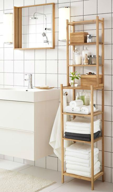 a Ragrund shelving unit by IKEA will be a perfect option for a modern or contemporary bathroom