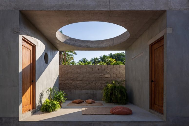 This patio is a great space for yoga and meditation, there's a circular opening over it