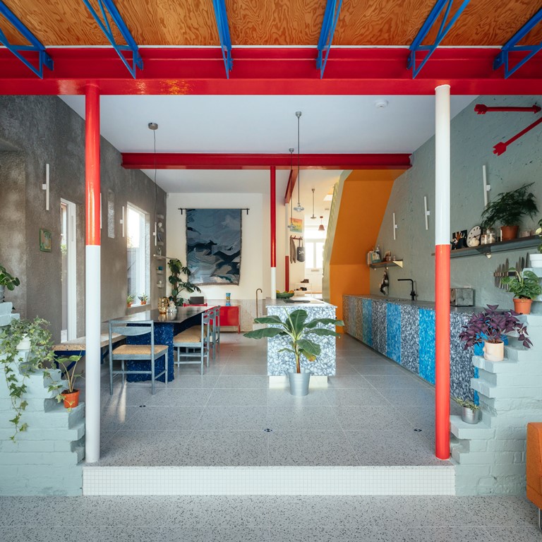 Inside, the house is filled with colours, patterns and playful references