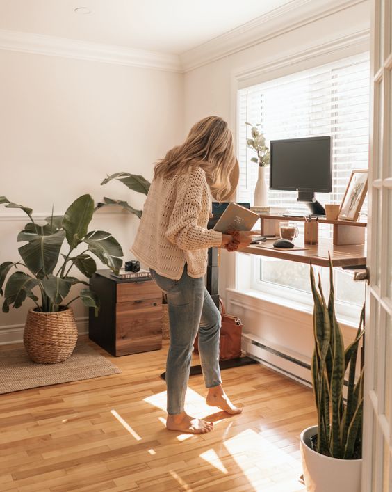 a standing desk is a nice solution and you may adjust it and use as a usual one, too