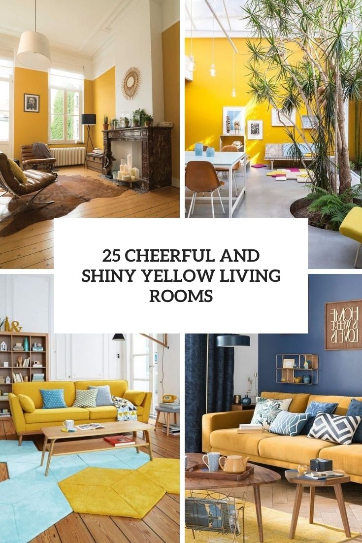 cheerful and shiny yellow living rooms