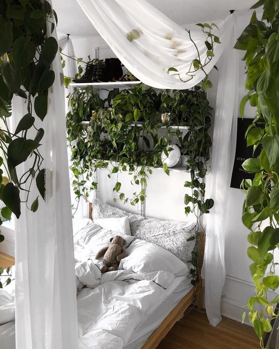 06 a real bedroom garden with lots of greeneyr hanging down will make you feel like outdoors at once