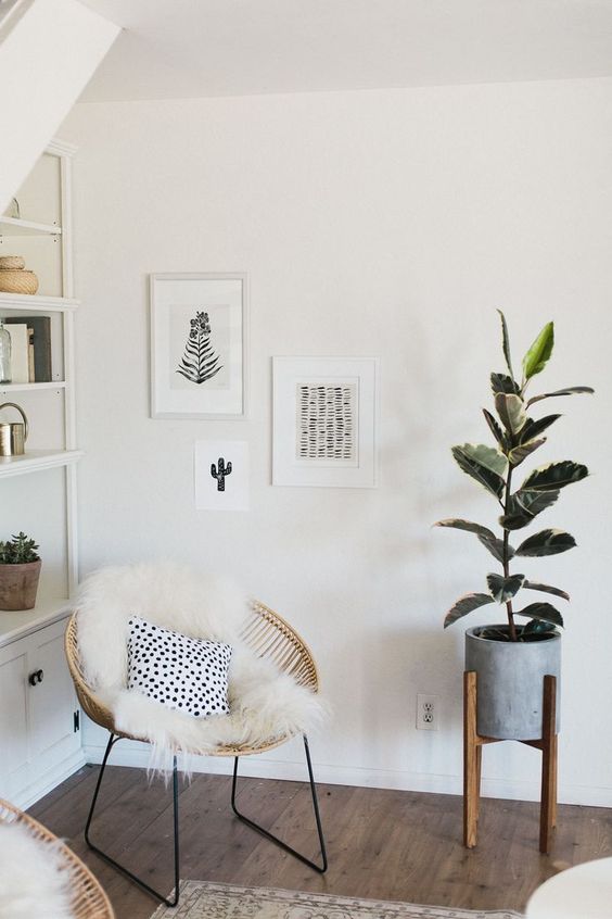 32 a small modern gallery wall with a free form and black and white botanical art is a lovely idea for a boho nook
