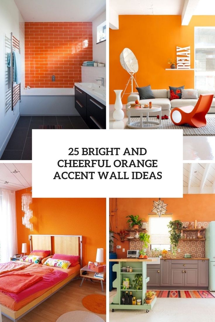 bright and cheerful orange accent wall ideas