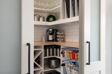 27 a comfortable pantry is a must for a millennial kitchen, and sliding doors are very functional and efficient