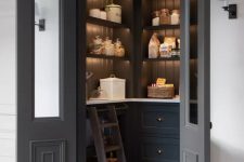 a practical pantry design with built-in lights