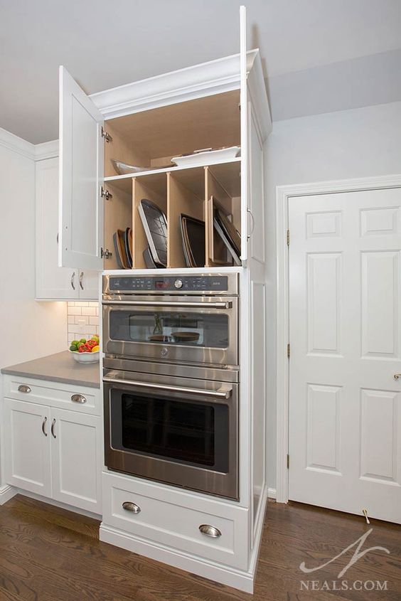 a cabinet built in over some appliances is a lovely idea for a modern kitchen, it will let you use this awkward space