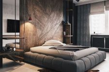 wood clad walls adds a touch of coziness to any bedroom