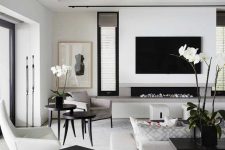 a super stylish black and white living room design
