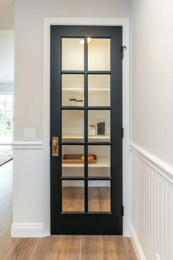 a stylish graphite grey French door to the pantry is a lovely idea to always see what's in and if you have everything you need