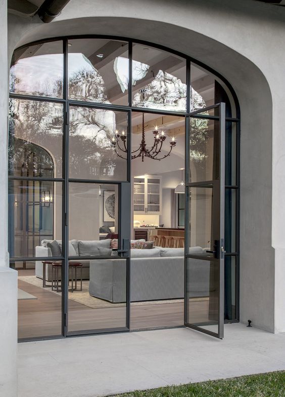 gorgeous glass French doors in black are a very refined and chic solution for a luxurious contemporary space and they look wow