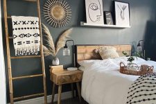 an instagrammable bedroom design with a black wall