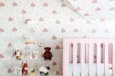 a cute nursery design with a watermelon wallpaper