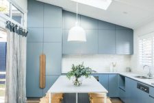 a cute blue kitchen design