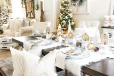 a cute Christmas tablescape in white tones