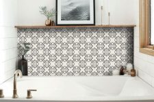 10 a modern farmhouse bathroom accented with vinyl tile stickers is a lovely space to be and it shows off its style
