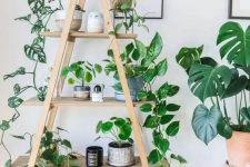 40 a simple ladder with potted plants and candles is a lovely decoration for a modern, boho or some other space and feels fresh
