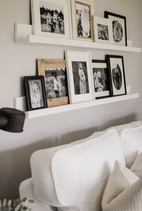 If you have ledges, use them to create your own gallery wall   such a gallery wall is easy to change anytime