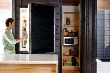27 a fridge hidden inside a large cabinet doesn’t spoil the look and style of your kitchen and looks absolutely integrated
