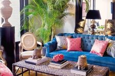a cozy maximalist living room design