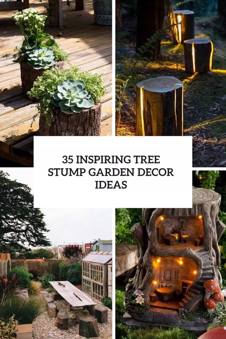 inspiring tree stump garden decor ideas