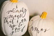 06 these cool Harry Potter inspired pumpkins with calligraphy are right what you need for a fresh feel at Halloween
