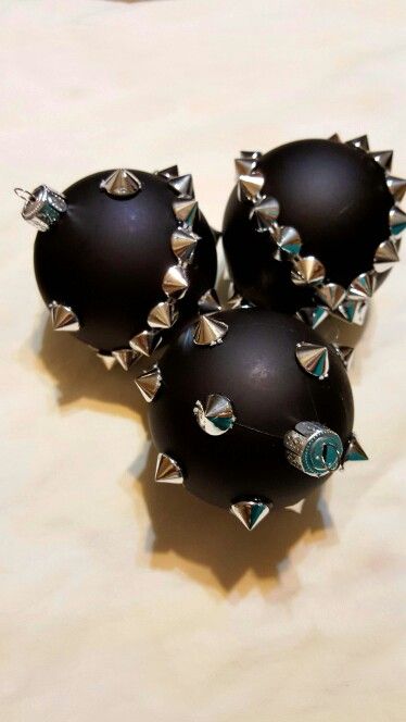 Add spikes to black ornaments and you will get lovely Halloween decor   for your tree or for some other piece