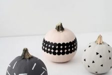 34 modern patterned pumpkins made using sharpies, paint and stickers look nice and cool and will be a great idea for modern Halloween