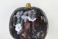 03 a gorgeous black and haunted flower pumpkin painted is a fantastic idea for refined Halloween decor