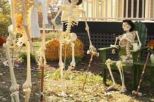 37 a simple and cozy skeleton scene with skeletons playing squash is a gorgeous solution for Halloween