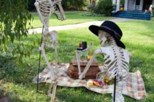 41 a skeleton picnic with a proposal is a cool and fun idea for your outdoor space, it will make everyone laugh