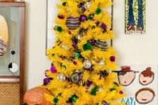 a cute yellow small christmas tree
