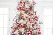 42 red and white Christmas tree decor is a bold solution and looks bold, contrasting and is always on top as it’s classics