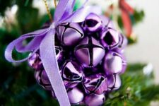 matte and shiny bells when mixed together are fun and noisy, hang these purple ornaments on your tree where everyone can see them