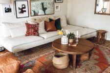 53 statement layered rugs – a jute and a bold boho one are a great way to add a boho feel to the space