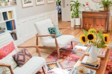 55 a super bright and catchy boho printed rug adds both color and print to the space and makes it amazing