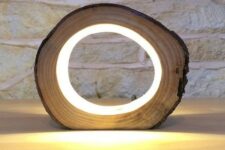 69 an ultra-modern wooden slice LED table lamp will bring a touch of nature to your space